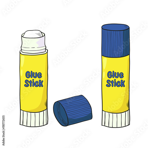 Cartoon glue stick isolated on white. Vector illustration. 