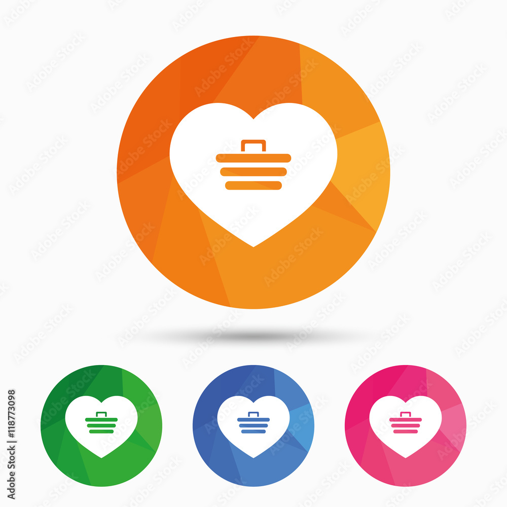Love Shopping Cart sign icon. Online buying. Love Shopping Cart sign icon. Online buying.