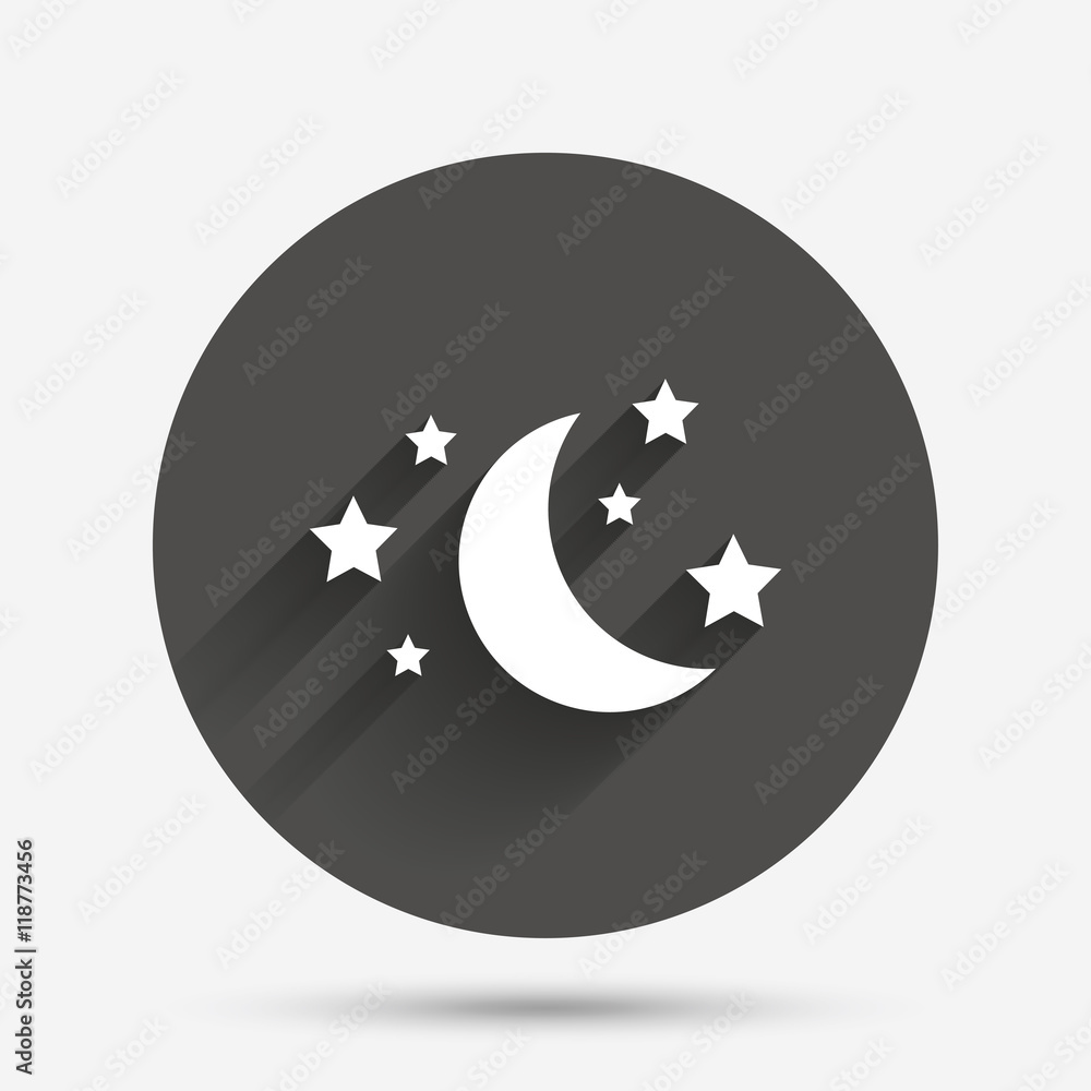 Moon and stars sign icon. Sleep dreams symbol. Moon and stars sign icon. Sleep dreams symbol.