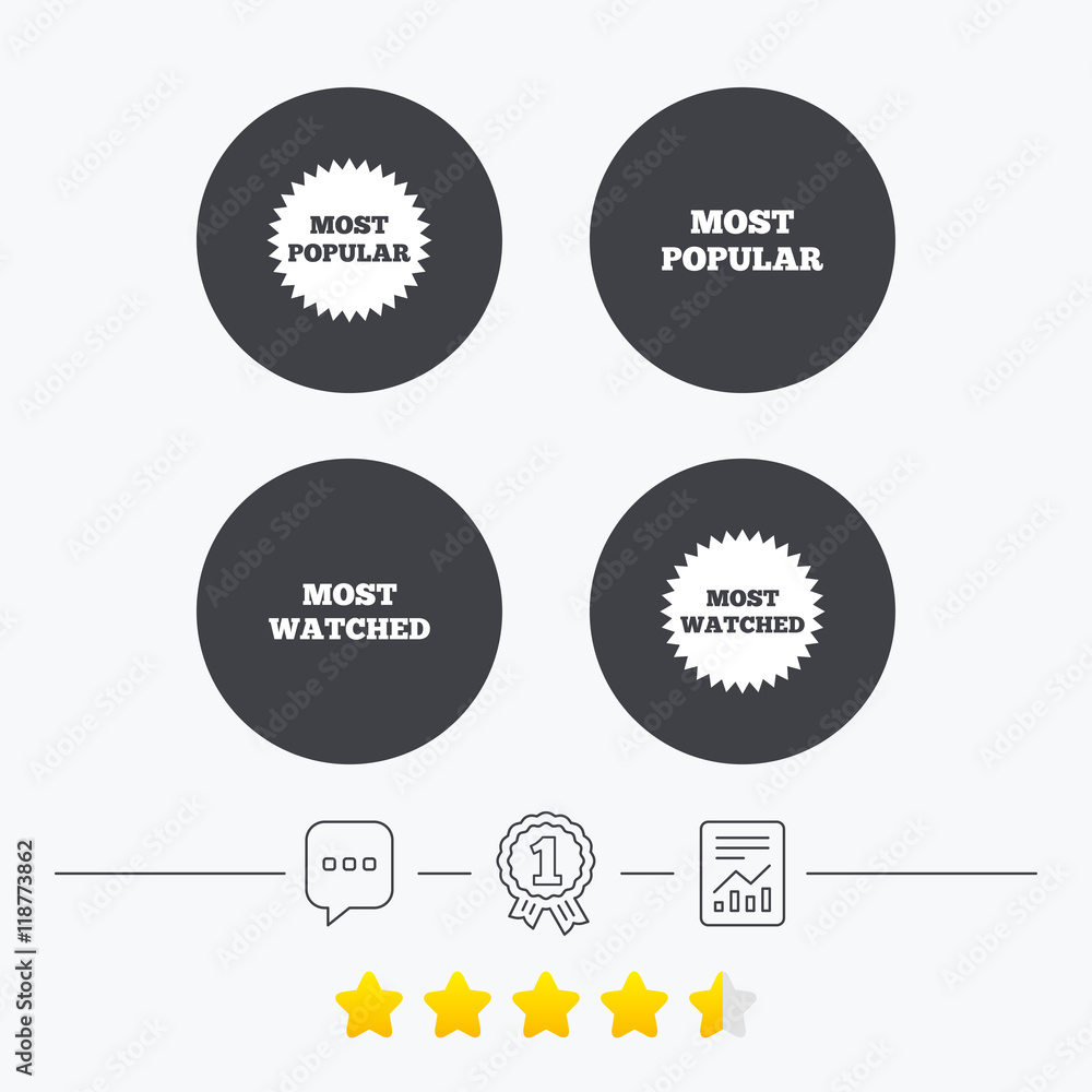 Most popular star icon. Most watched symbol. Most popular star icon. Most watched symbol.