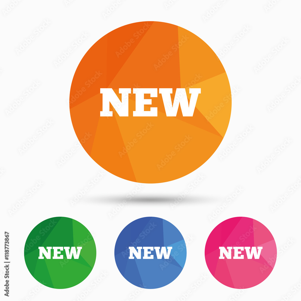 New sign icon. New arrival button. New sign icon. New arrival button.