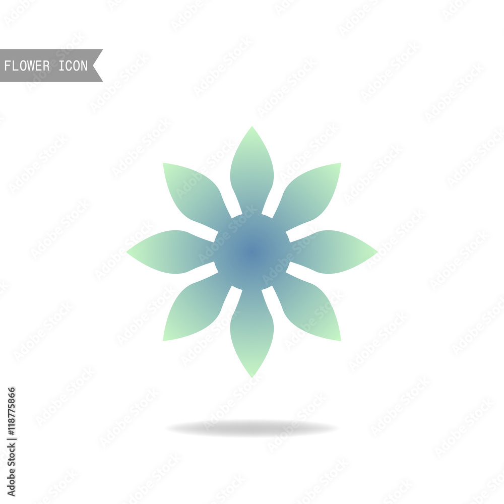 Floral flat icon, symbol. Silhouette flower isolated on white background. Floral flat icon, symbol. Silhouette flower isolated on white background.