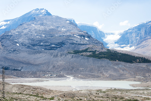 a small glacier lake at Athabasca Glacier in Icefield Parkway, Jasper National Park, Alberta, Canada, taken in July 2014