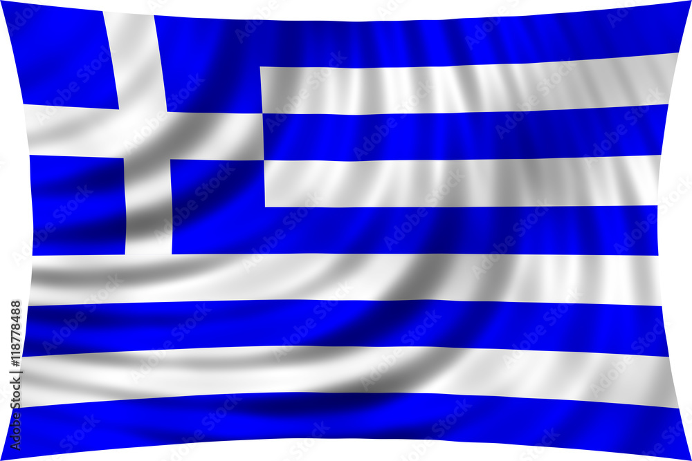 Flag of Greece waving in wind isolated on white Flag of Greece waving in wind isolated on white