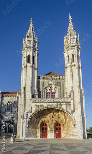 Jeronimos Monastery or Hieronymites Monastery, near the Tagus river in the parish of Belem, Lisbon Municipality, Portugal