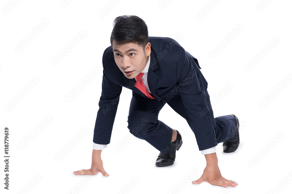 start your business - business man ready to start running over white background start your business - business man ready to start running over white background