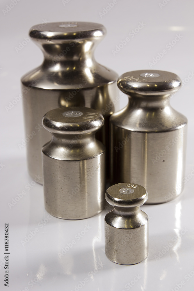 Set of precision weights for a balance scale Set of precision weights for a balance scale