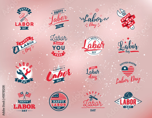 Happy Labor day emblems