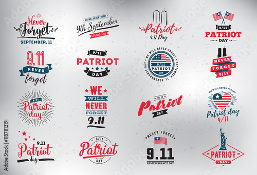 Patriot day vector typographic illustration