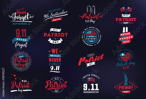 Patriot day vector typographic illustration photo