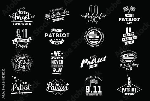 Patriot day vector typographic illustration