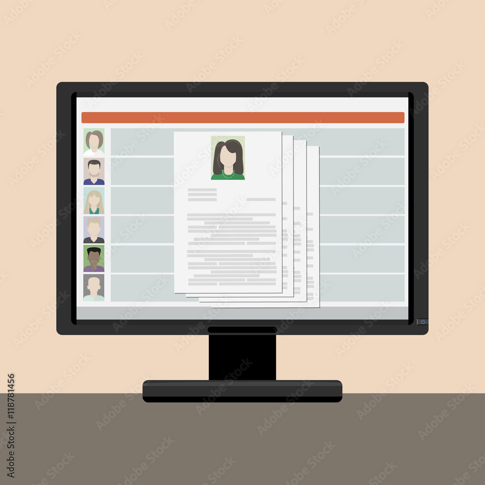 View resume on a computer monitor , the choice on the internet e View resume on a computer monitor , the choice on the internet e