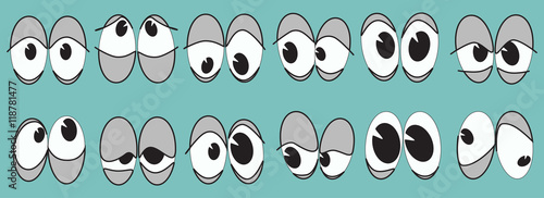 cartoon set of eyes with different characters