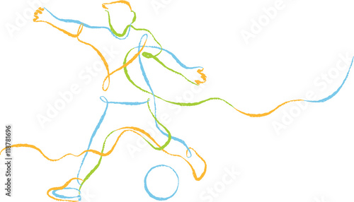 continuous line drawing of soccer player