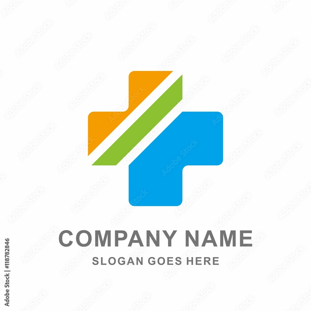 Medical Pharmacy Geometric Cross Strip Line Vector Logo Design Template Medical Pharmacy Geometric Cross Strip Line Vector Logo Design Template