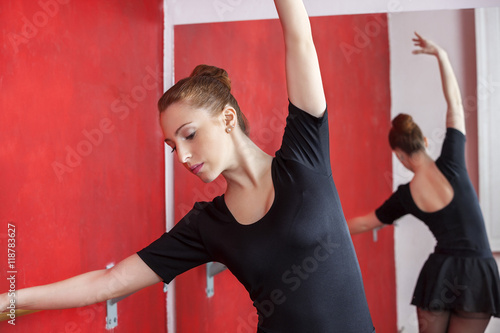 Ballerina Rehearsing In Dance Studio