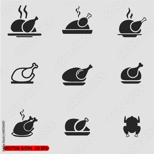 Chicken vector icon set