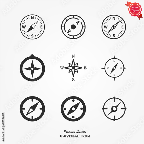 Compasses icons set