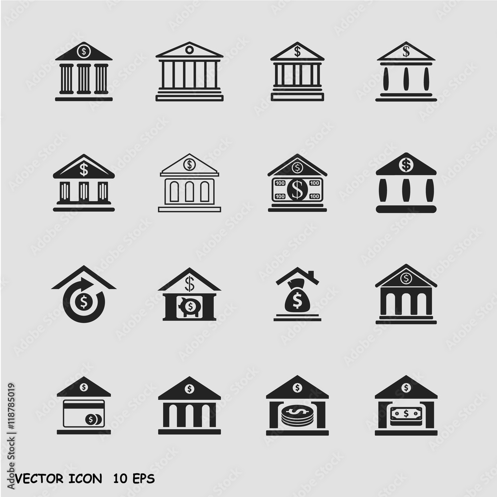 Bank icons set