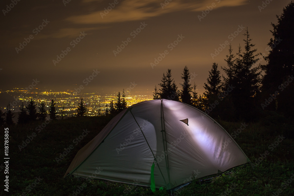 night camping near the town