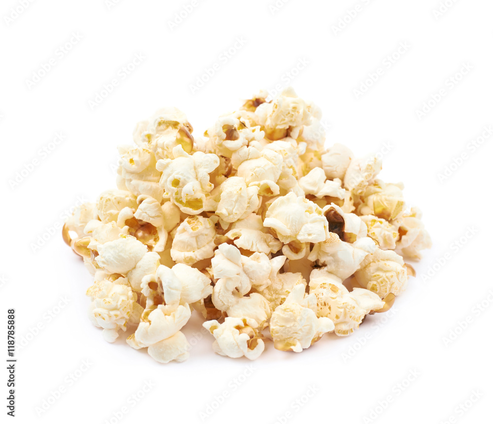Pile of popcorn flakes isolated