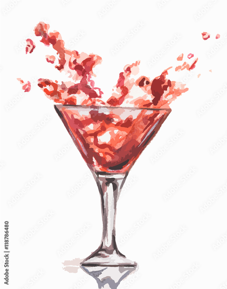 Watercolor wine splash. Splash in wine glasses. Beautiful glasses for decoration menu in restaurant or cafe. Alcoholic beverage. Watercolor wine splash. Splash in wine glasses. Beautiful glasses for decoration menu in restaurant or cafe. Alcoholic beverage.