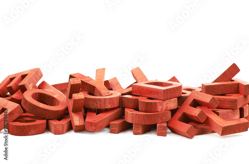 Pile of painted wooden letters