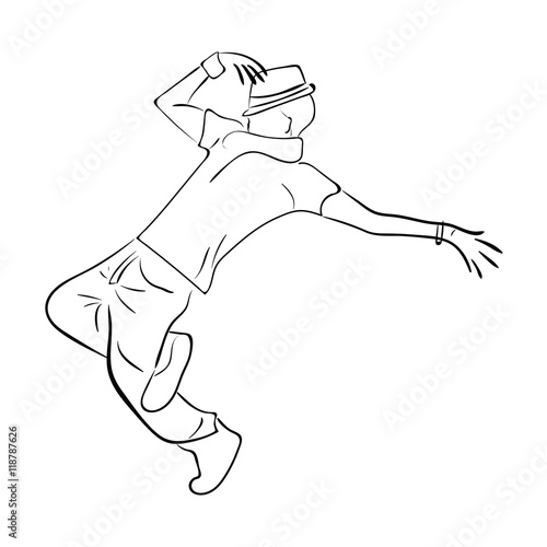 Hip-hop man dancer vector sketch on white