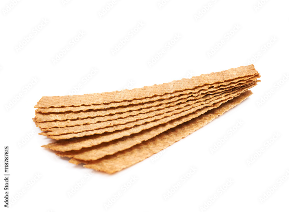Pile of crispy bread chips isolated Pile of crispy bread chips isolated