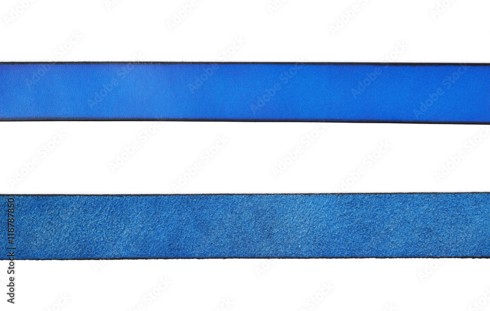 Strip of blue leather isolated Strip of blue leather isolated