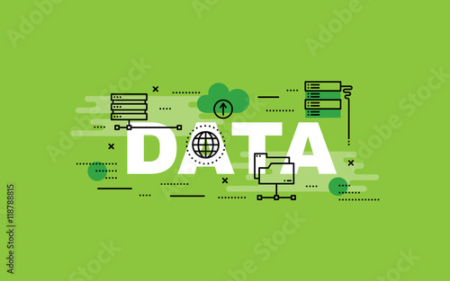 Lettering flat line design concepts of Data.