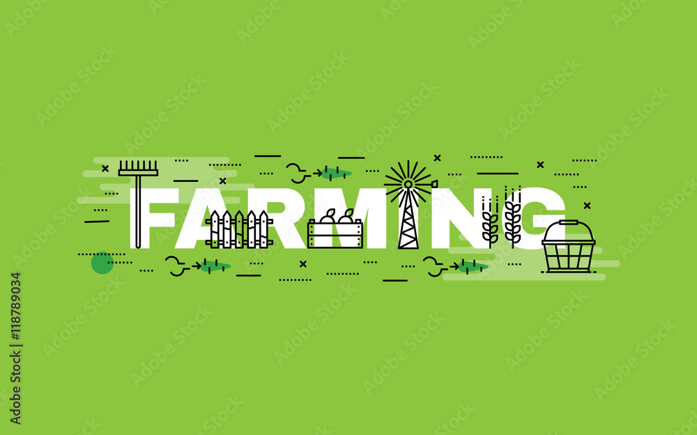 Lettering flat line design concepts of farming. Lettering flat line design concepts of farming.