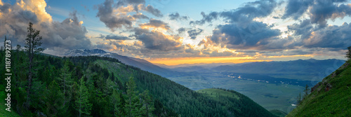 Sunset at valley of Bukhtarma river