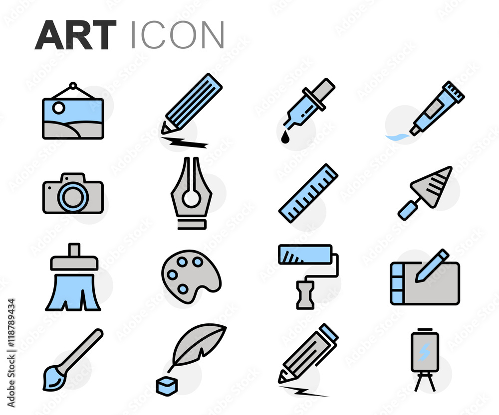 Vector flat line art icons set