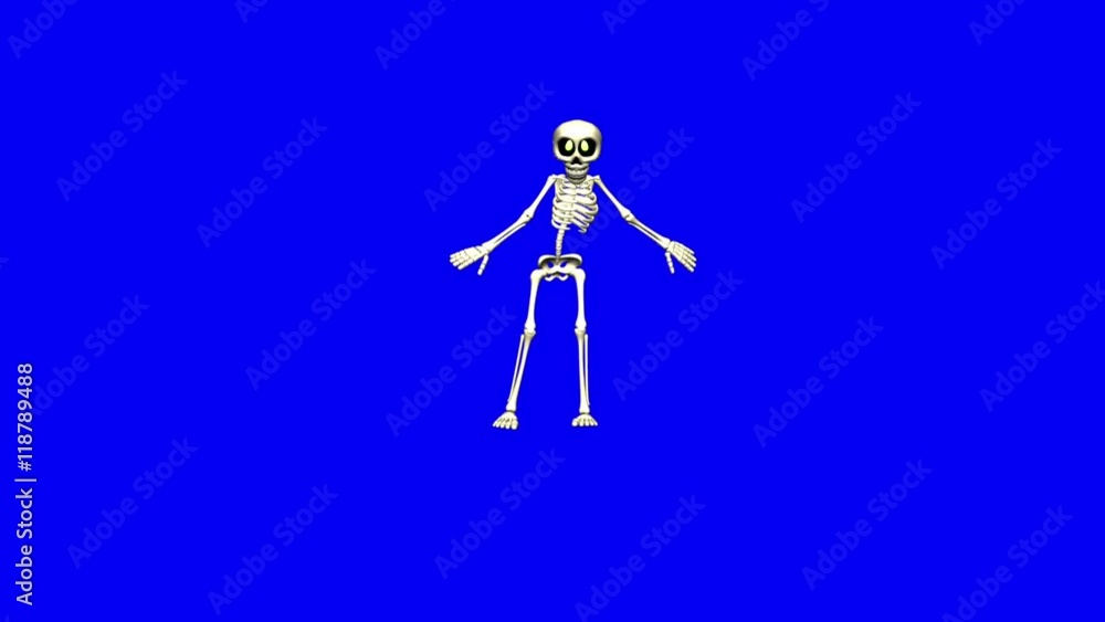 Cartoon Skeleton Dance/A dancing cartoon skeleton. Blue screen animation.  Stock Video | Adobe Stock