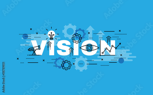 Lettering flat line design concepts of Vision.