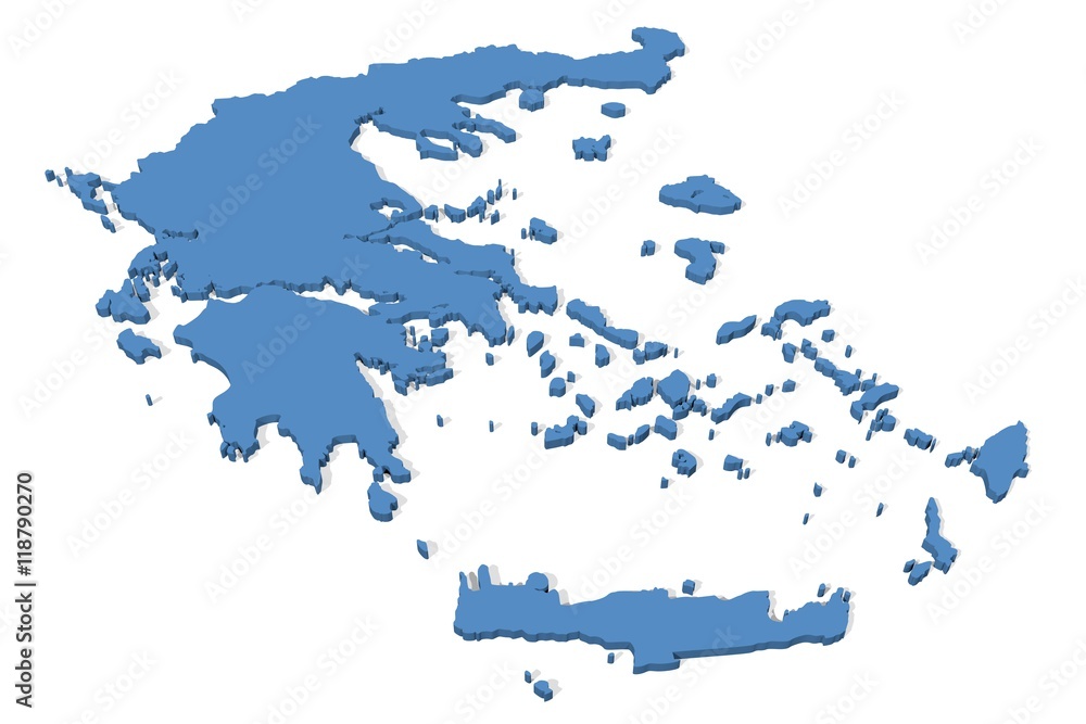 Fototapeta premium 3D map of Greece on a plain background