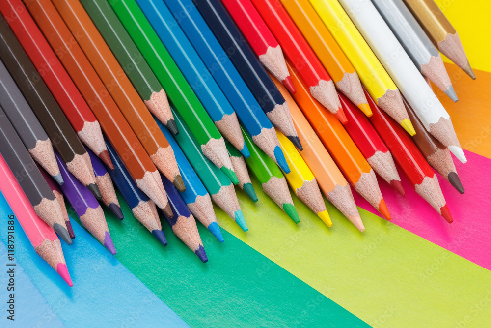 Obraz premium Education concept. Colored pencils on cardboard