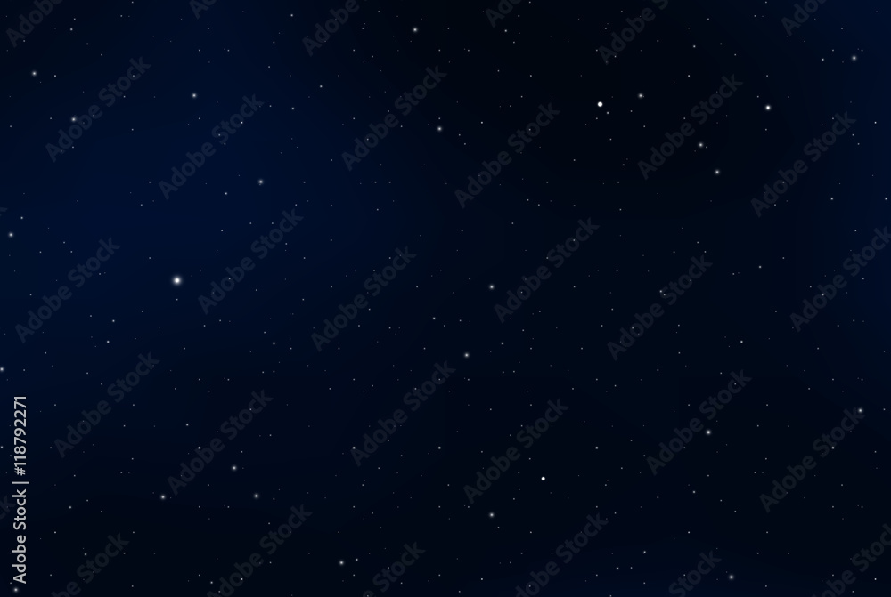night sky graphic design illustration, dark blue night sky, vector night sky full of stars,