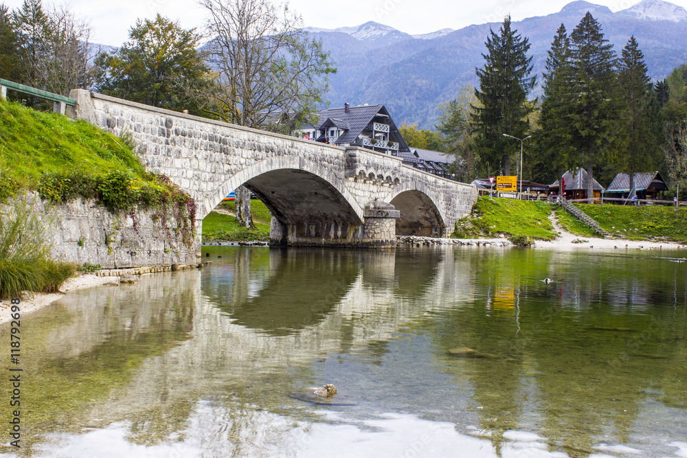 Old stone bridge on river Sava Bohinjka in Slovenia Old stone bridge on river Sava Bohinjka in Slovenia