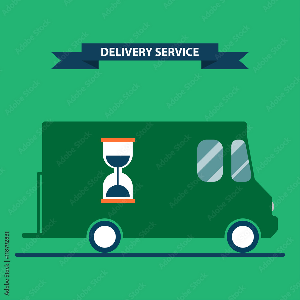 Fast delivery truck. Flat style, delivery service concept vector illustration Fast delivery truck. Flat style, delivery service concept vector illustration