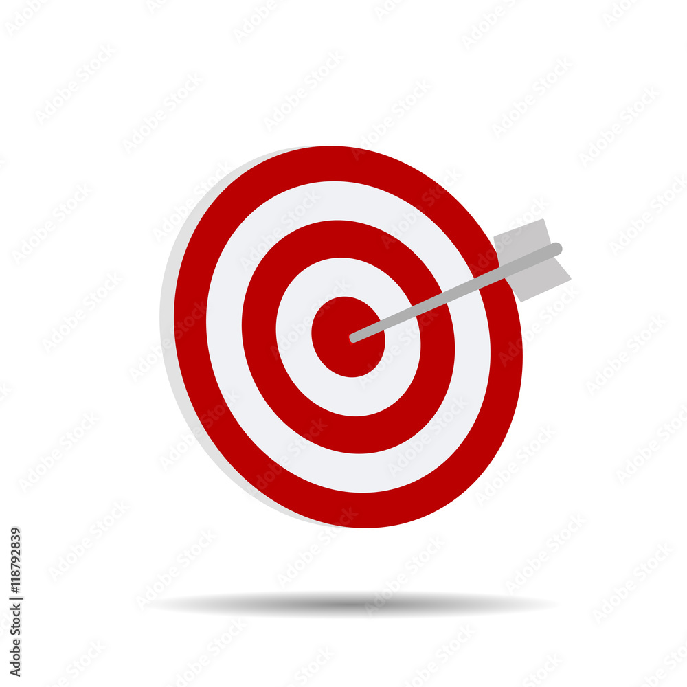 Direct hit on target arrow on a white background vector illustration