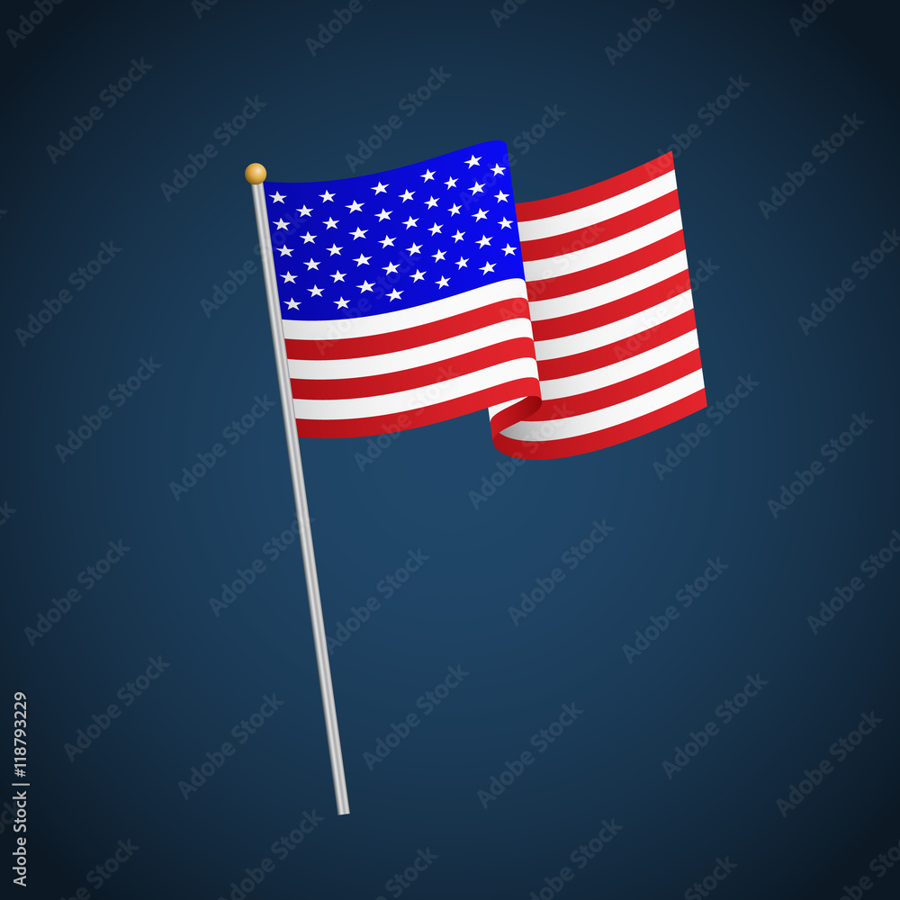 United States of America flag on blue background, vector illustration