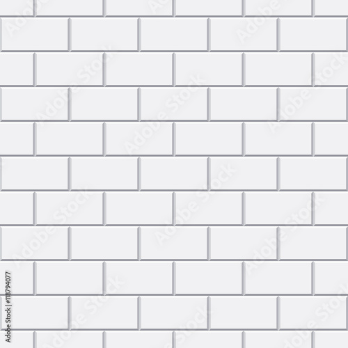 Vector white brick seamless pattern for bathroom or kitchen