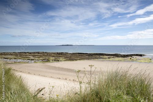 Beach at Bamburgh with Farne Islands, Northumberland