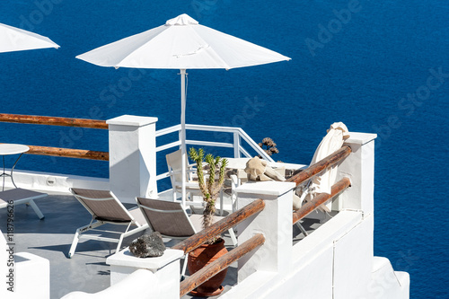 Beautiful terrace with sea view in Santorini © Cla78