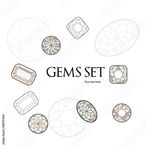 Diamond Icons,Jewellery vector set.