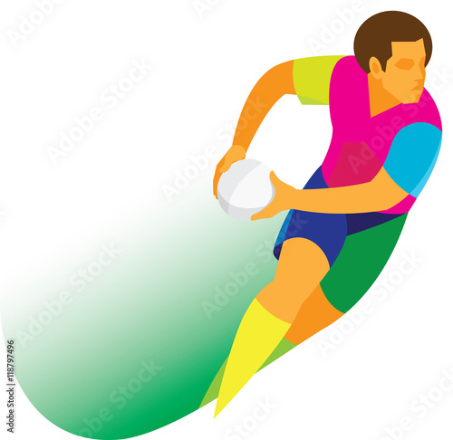 Young rugby player launches an attack