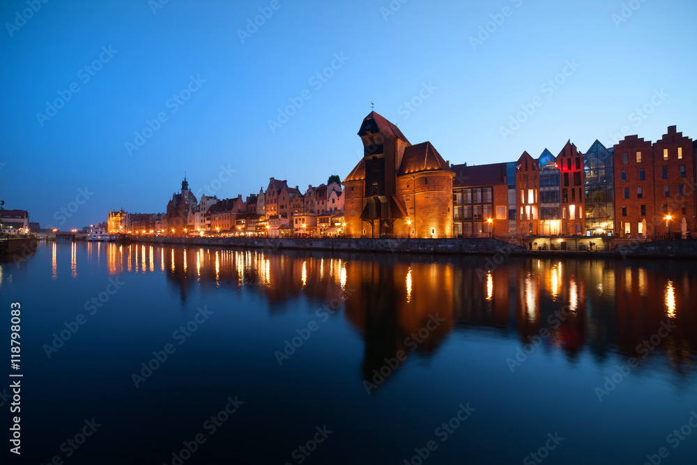 Evening City Skyline of Gdansk