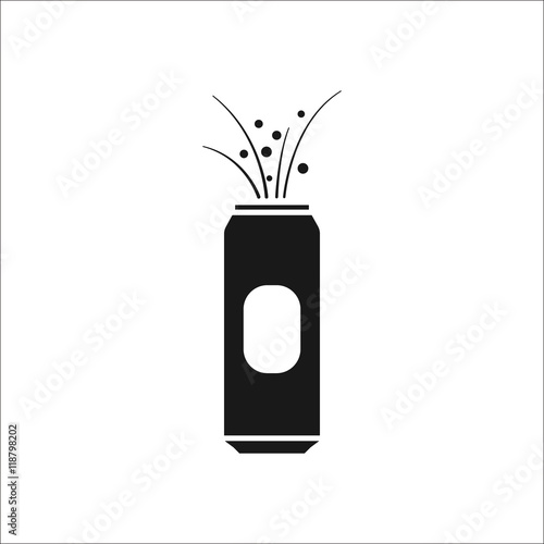 Beer can opened explosion opened sign simple icon on background